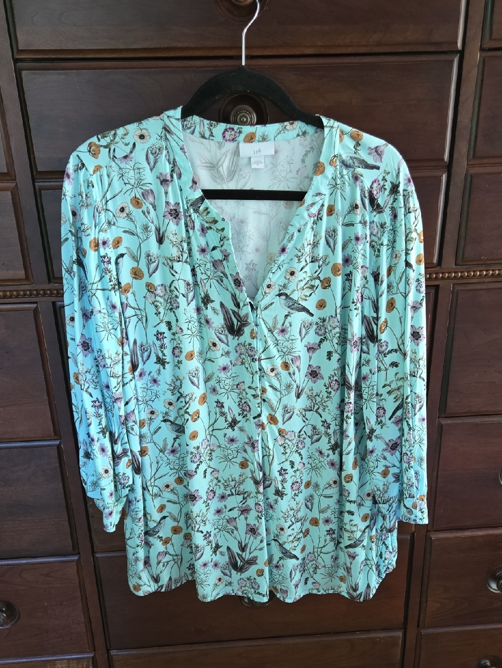 J.Jill Pullover Bird Blouse Size XL. Like New! - Picture 3 of 13